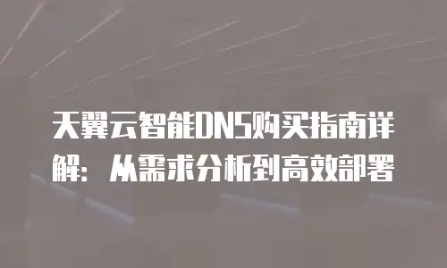 天翼云智能DNS购买指南详解：从需求分析到高效部署