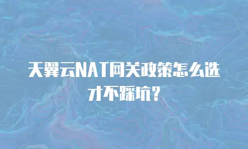 天翼云NAT网关政策怎么选才不踩坑？