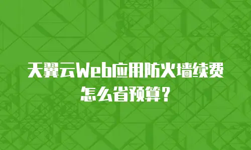 天翼云Web应用防火墙续费怎么省预算？
