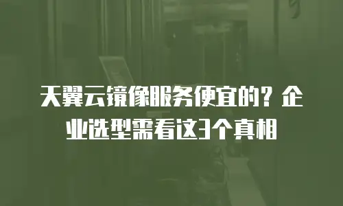 天翼云镜像服务便宜的？企业选型需看这3个真相