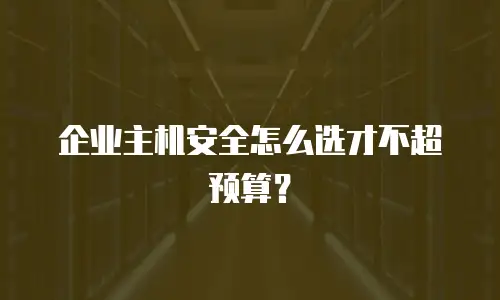 企业主机安全怎么选才不超预算？
