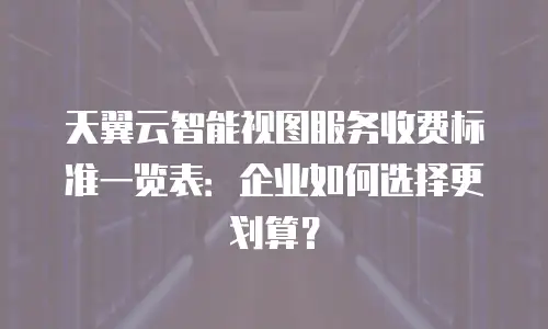 天翼云智能视图服务收费标准一览表：企业如何选择更划算？