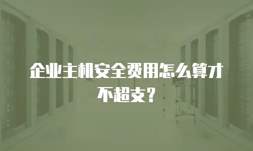 企业主机安全费用怎么算才不超支？