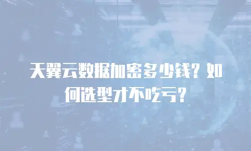天翼云数据加密多少钱？如何选型才不吃亏？