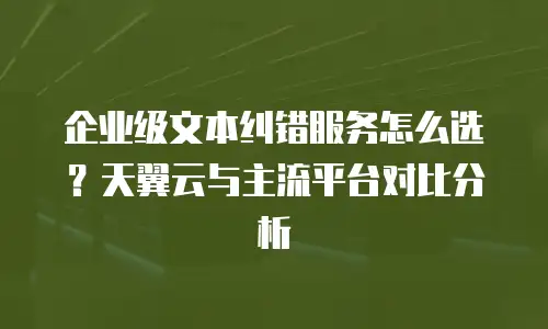 企业级文本纠错服务怎么选？天翼云与主流平台对比分析