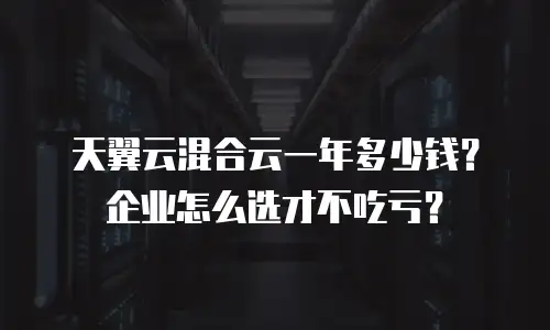 天翼云混合云一年多少钱？企业怎么选才不吃亏？