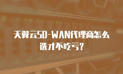 天翼云SD-WAN代理商怎么选才不吃亏？