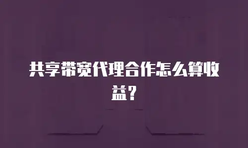 共享带宽代理合作怎么算收益？