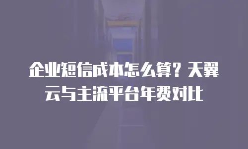 企业短信成本怎么算？天翼云与主流平台年费对比