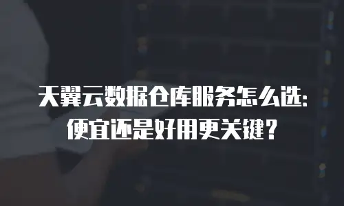 天翼云数据仓库服务怎么选：便宜还是好用更关键？