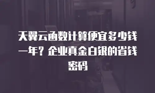 天翼云函数计算便宜多少钱一年？企业真金白银的省钱密码
