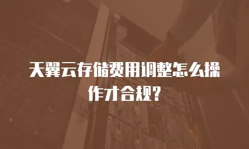 天翼云存储费用调整怎么操作才合规？