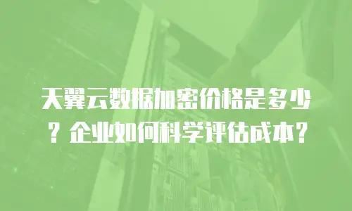 天翼云数据加密价格是多少？企业如何科学评估成本？