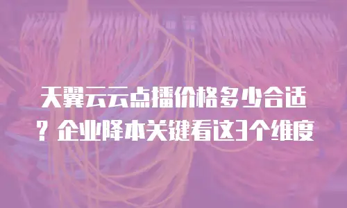 天翼云云点播价格多少合适？企业降本关键看这3个维度