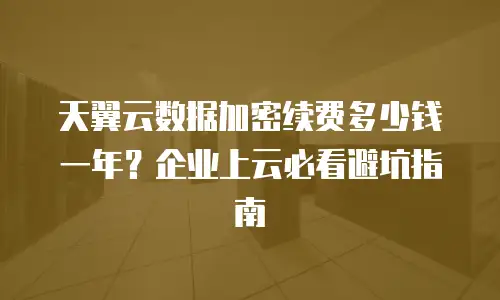 天翼云数据加密续费多少钱一年？企业上云必看避坑指南