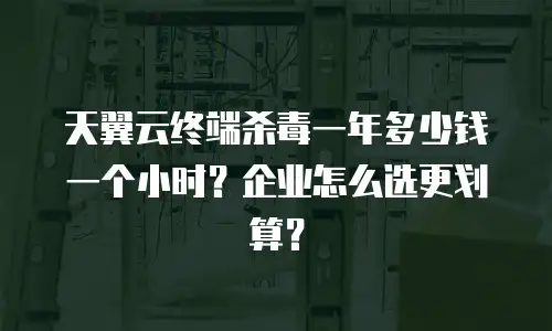 天翼云终端杀毒一年多少钱一个小时？企业怎么选更划算？