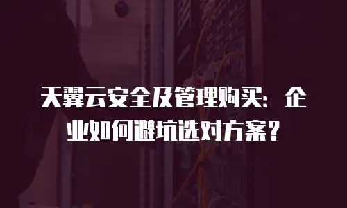 天翼云安全及管理购买：企业如何避坑选对方案？