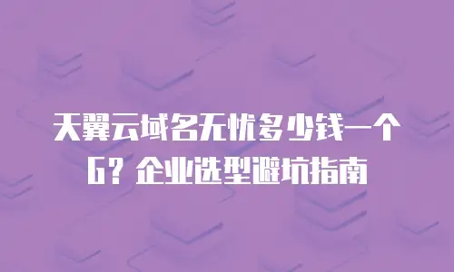 天翼云域名无忧多少钱一个G？企业选型避坑指南