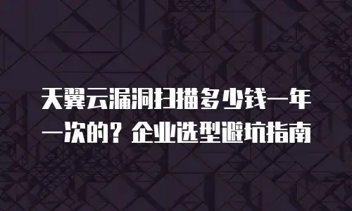天翼云漏洞扫描多少钱一年一次的？企业选型避坑指南