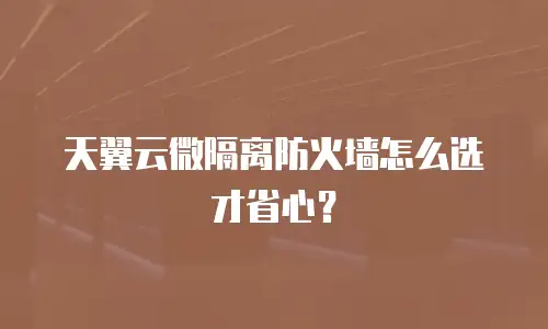 天翼云微隔离防火墙怎么选才省心？