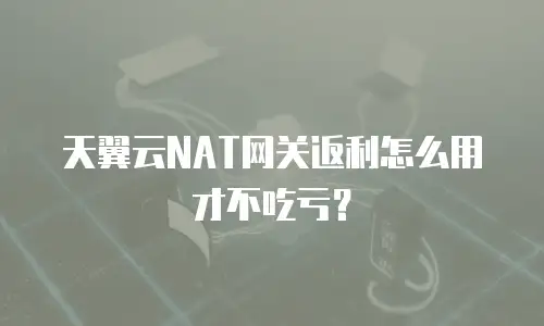 天翼云NAT网关返利怎么用才不吃亏？