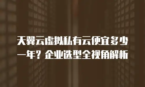 天翼云虚拟私有云便宜多少一年？企业选型全视角解析