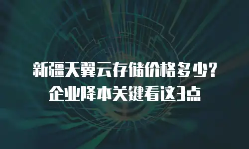 新疆天翼云存储价格多少？企业降本关键看这3点