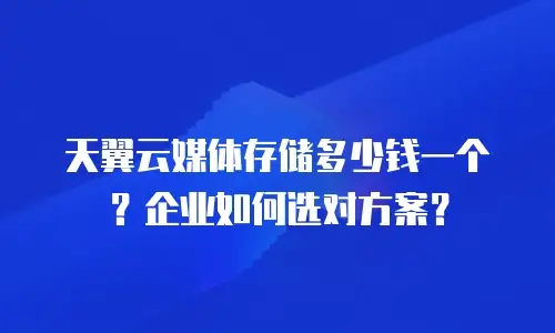 天翼云媒体存储多少钱一个？企业如何选对方案？