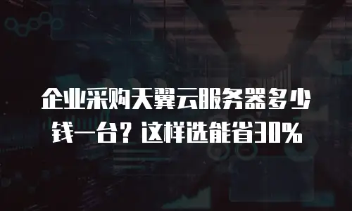 企业采购天翼云服务器多少钱一台？这样选能省30%