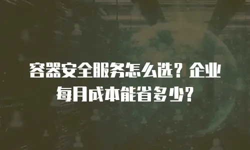 容器安全服务怎么选？企业每月成本能省多少？