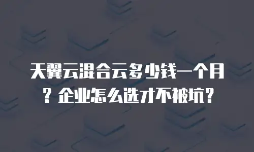 天翼云混合云多少钱一个月？企业怎么选才不被坑？
