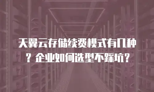 天翼云存储续费模式有几种？企业如何选型不踩坑？