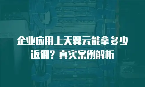 企业应用上天翼云能拿多少返佣？真实案例解析