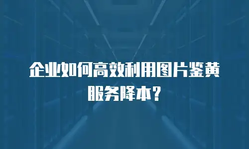 企业如何高效利用图片鉴黄服务降本？