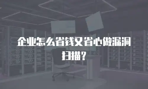 企业怎么省钱又省心做漏洞扫描？