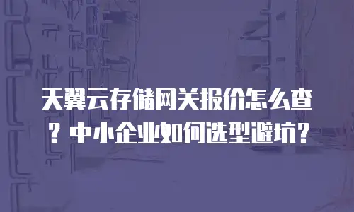 天翼云存储网关报价怎么查？中小企业如何选型避坑？