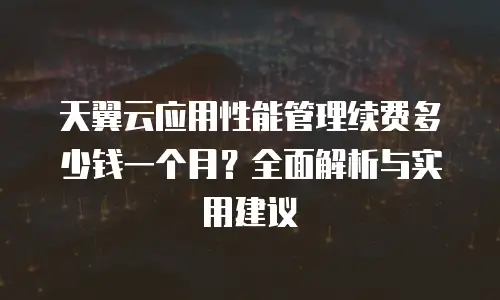 天翼云应用性能管理续费多少钱一个月？全面解析与实用建议