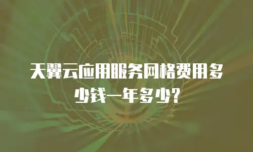 天翼云应用服务网格费用多少钱一年多少？