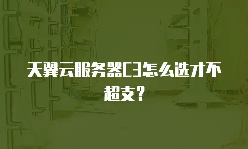 天翼云服务器C3怎么选才不超支？