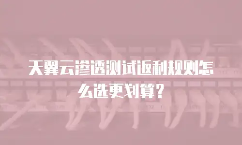 天翼云渗透测试返利规则怎么选更划算？