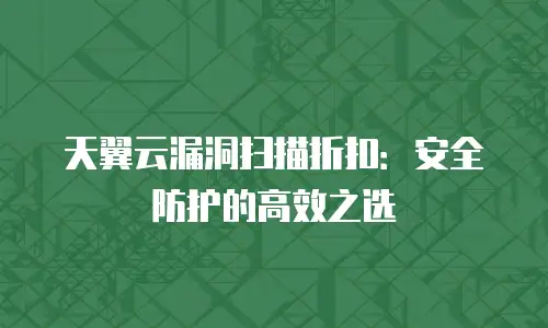 天翼云漏洞扫描折扣：安全防护的高效之选