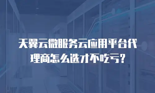 天翼云微服务云应用平台代理商怎么选才不吃亏？