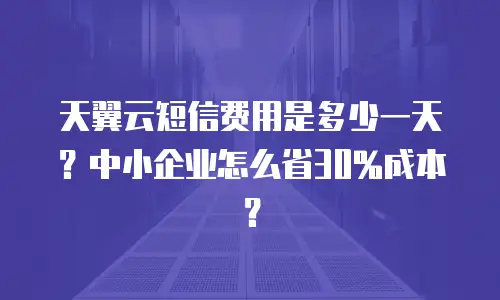 天翼云短信费用是多少一天？中小企业怎么省30%成本？