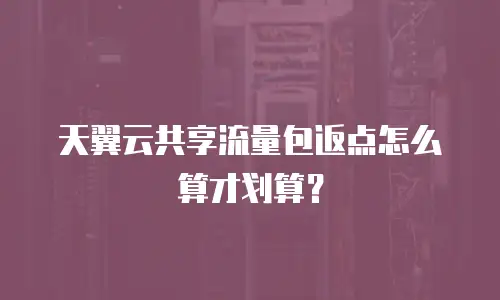 天翼云共享流量包返点怎么算才划算？