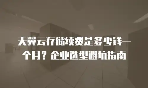天翼云存储续费是多少钱一个月？企业选型避坑指南