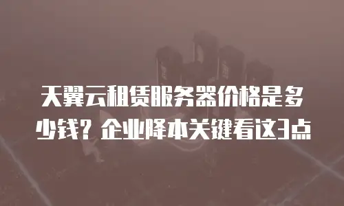 天翼云租赁服务器价格是多少钱？企业降本关键看这3点