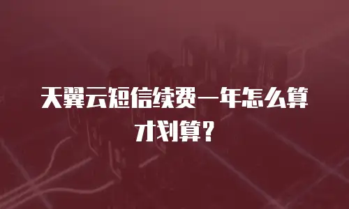 天翼云短信续费一年怎么算才划算？