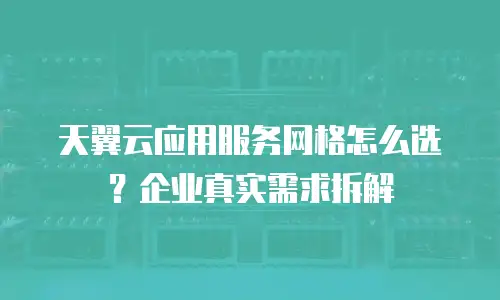 天翼云应用服务网格怎么选？企业真实需求拆解