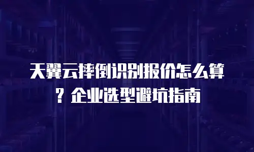 天翼云摔倒识别报价怎么算？企业选型避坑指南