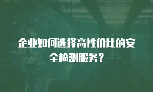 企业如何选择高性价比的安全检测服务？